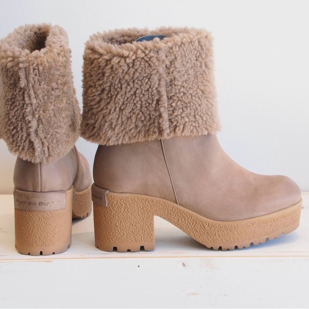 NWOT Patrizia Bonfanti Zadie Camel Shearling Lined Bootie Size 36